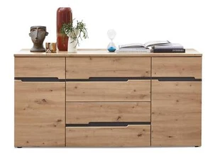 Sideboard Kommode Wohnzimmerschrank MAILAND MDF Dekorplatte Eichefarbig Grau - Bild 1 von 4