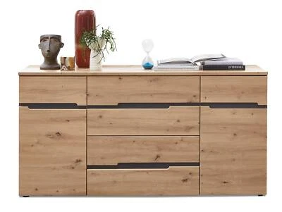 Sideboard Kommode Wohnzimmerschrank MAILAND MDF Dekorplatte Eichefarbig Grau - Bild 1 von 4