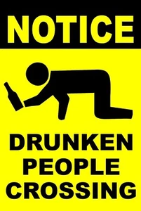 Drunken People Crossing Funny 8" x 12" Aluminum Metal Sign - Picture 1 of 1