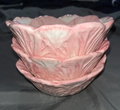 Victorian Trading Co 3 cuencos vibrantes rosa repollo lavado a mano solamente Foto 1 de 4