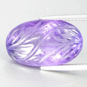 11.50Cts Fantastic Carving Natural Amethyst Long Oval Shape Loose Gemstone - Picture 1 of 3