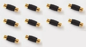 10 PCS AV RCA AUDIO VIDEO FEMALE TO FEMALE COUPLER CONNECTOR CHANGER GOLD PLATED - Picture 1 of 1