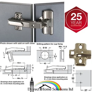 1 x BISAGRA DE COPA OCULTA POSTE HAFELE 90° FIJACIÓN DE TORNILLO CLIC + PLACA DE MONTAJE - Imagen 1 de 6