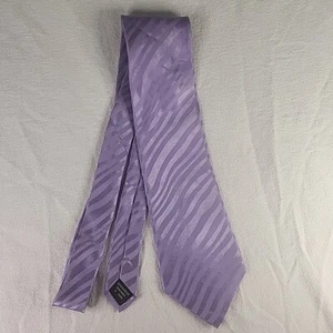 Necktie Bruno Conte 4" Lavender Tiger Striped Polyester Neck tie Men's Classic - Picture 1 of 4