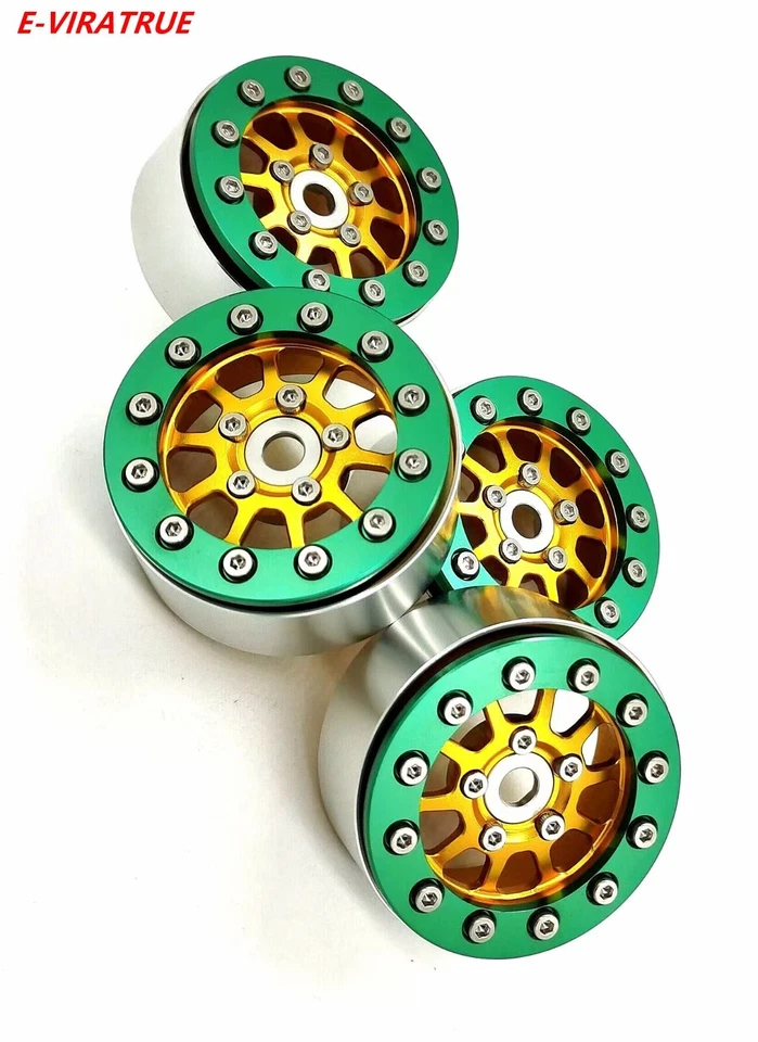 E-VIRATRUE 1.9''Aluminum Wheels Fit Proline tire For TRX4/TRX6/SCX10 Gold (4pcs） - Image 1 of 1