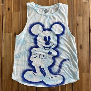 Disney Mickey Mouse Tank Youth Medium Sky Blue Tie Dye Airbrush Top T Shirt - Picture 1 of 7