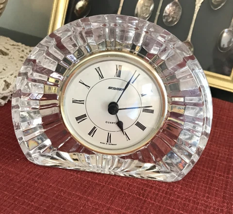 Vintage STAIGER French Style Crystal Clock Quartz Movement  ~ Excellent Cover