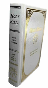 Holy Bible KJV King James Dove Of Peace Version White Leather Red Letter 1991 - Picture 1 of 16