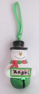 25321 ANGUS NAME FROSTY SNOWMAN COLOUR BELL CHRISTMAS TREE DECORATION GIFT - Bild 1 von 6