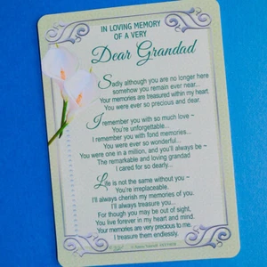 Memory Of A Very Dear Grandad Graveside Memorial Card Poem Message Verse Grave - Picture 1 of 5