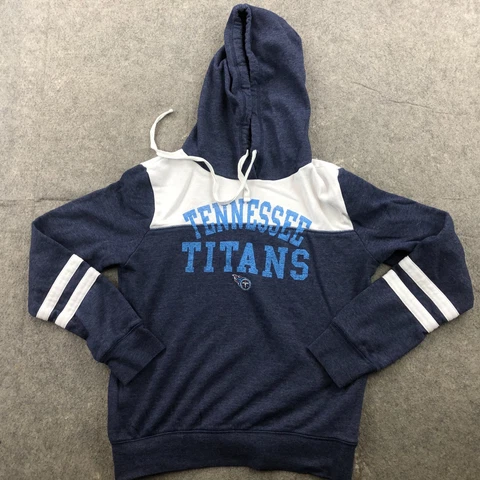 Tennessee Titans Hoodie Womens Small Blue Striped Fleece Spell Out Logo NFL Cover