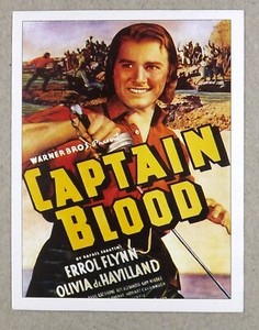1 x card Errol Flynn Olivia De Havilland ≠ Captain Blood ≠ 1935 ≠ T93