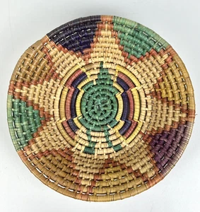 Southwestern Basket Tribal Coiled Hand Made Basket Decor Multi Color 11.5”Wx3"D - Picture 1 of 6