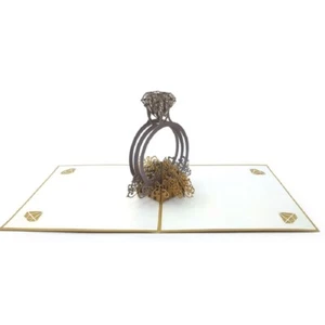 Carol Wilson Fine Arts E1 5x7" Pop Up Laser Cut Greeting Card - Wedding Ring - Picture 1 of 3