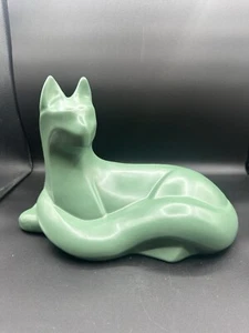 Large Vintage Haeger Green Ceramic Cat 13"x10" Original Sticker - Picture 1 of 9