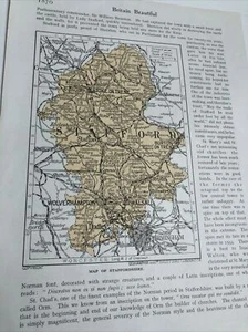 1923: Map Of Staffordshire Stafford County Print Drayton Manor Basset Vintage - Picture 1 of 10
