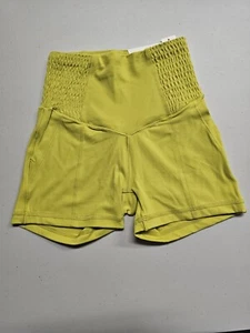 NWT Aerie Offline Real Me Shortie Biker Shorts Yellow Size XS - Picture 1 of 3