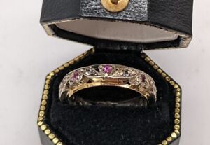 9ct Gold & Sterling Silver Pink Sapphire Eternity Ring, Size I,