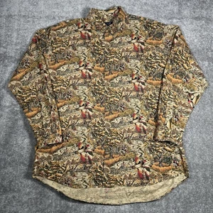 Vintage Ducks Unlimited Shirt Men’s XL Brown Long Sleeve Button Up AOP Hunting - Picture 1 of 6
