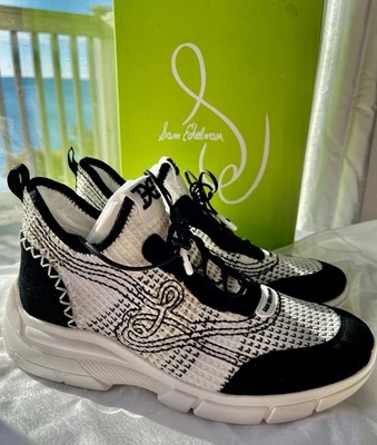 Sam Edelman Women’s CHELSIE Black/White Lace Up Knit Chunky Heel Sneakers US8.5M - Image 1 of 4