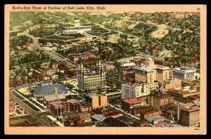 Postcard Bird's-Eye View of Portion of Salt Lake City, Utah POSTED - Picture 1 of 2