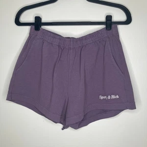 NWOT SPORTY & RICH Purple Lounge Shorts Embroidered Medium Elastic Waist - Picture 1 of 4