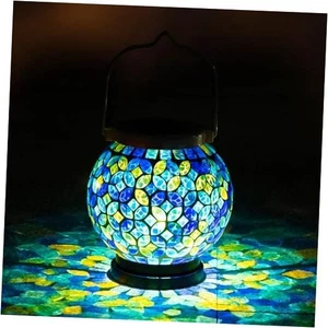 Lanterne Solari a Mosaico, Lampada a Sospensione in Vetro da Esterno, Tavolo Solare Verde e Giallo - Foto 1 di 8