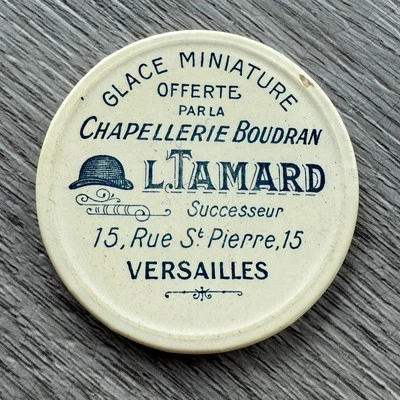 Miroir publicitaire Ancien « Chapellerie Boudran - Versailles - Photo 1/2