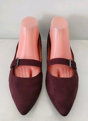 Zapatos planos de ballet Naturalizer Truly Mary Jane para mujer talla 11 M gamuza borgoña sin cordones Foto 1 de 4