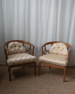 Sillones modernos de madera frutal Billy Haines Mid-Century - Un par Foto 1 de 4
