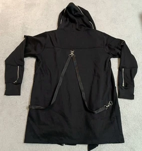 Mens Vixxsin Black Wick Long Hoodie Cardigan Goth Emo Straps Size Large  - Picture 1 of 9