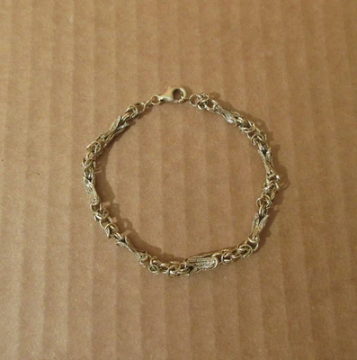 Vtg 14K Yellow Gold 585 Byzantine Chain Link Bracelet 7 1/2" Lobster Clasp 3.9g - Image 1 of 4
