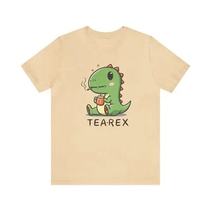 T-Rex T-Shirt Tea-Rex Dinosaur TShirt Design Cute Dinosaur Men's Kids Shirt - Picture 1 of 5
