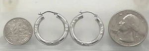 14k white gold diamond hoop earrings - Picture 1 of 3