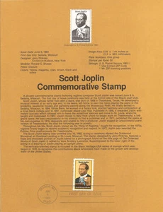 #8321 20c Scott Joplin Stamp - Scott #2044  USPS Souvenir Page - Picture 1 of 1