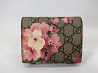 GUCCI GG Blooms Beige Pink Multi PVC card holder case purse Authentic