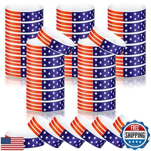 Teling 500 Pcs Patriotic Paper Wristbands Independence Day Wristbands for Eve - Picture 1 of 5