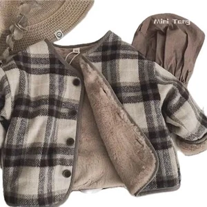 New thick, warm plaid coat boy, girl 3-4 - Picture 1 of 6