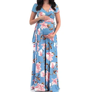 Maternity Summer Maxi Dress Photography Costume Lady Casual Floral Long Skirts - Picture 1 of 25