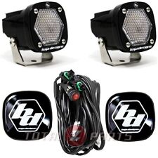 Baja Designs® S1 LED Lights Pair Clear Work/Scene, Rock Guards, Wire Harness