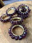 SET of 8 Napkin Ring Amethyst Bead Beaded Purple Wire wrapped Pier 1 Vintage Fae
