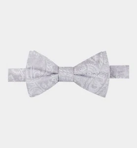$125 Ryan Seacrest Mens Paisley Gray White Bowtie Adjustable Pre Tied Bow Tie - Picture 1 of 1
