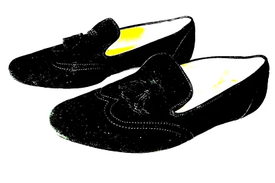 Mocasines para mujer J Crew talla 6,5 planos de gamuza negros con borlas ¡Sin cordones usados en excelente estado! Foto 1 de 4