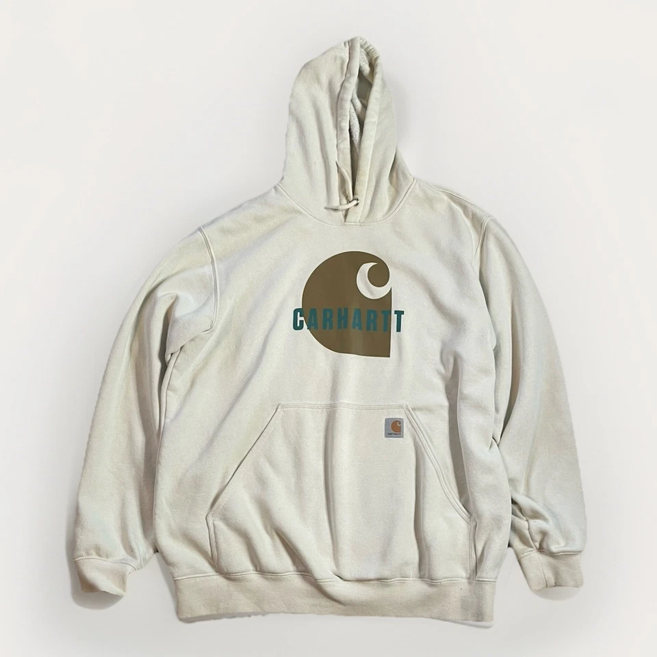 Chaqueta Carhartt Adulto Hombre Grande Blanco Deletrear Sudadera con Capucha Ropa de Trabajo Sudadera con Capucha Foto 1 de 4