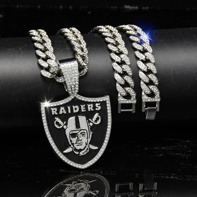Collar de cadena colgante de los Raiders de Las Vegas *fútbol NFL* (AFC/NFC) diseño de logotipo Foto 1 de 4