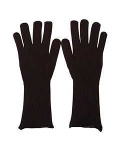 Dolce & Gabbana Cashmere Long Gloves Ribbed Knit Style Men Brown - Picture 1 of 6