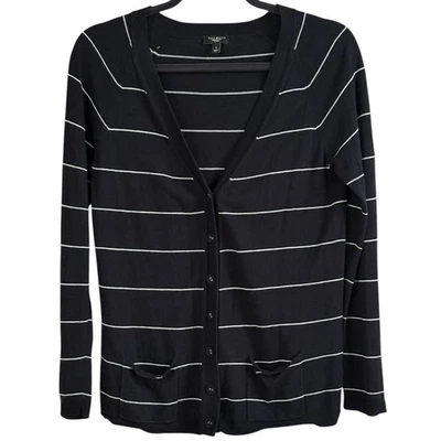 Suéter Cárdigan Talbots Talla S Pequeño Azul Marino Blanco Rayas Armario Náutico Básico Foto 1 de 4