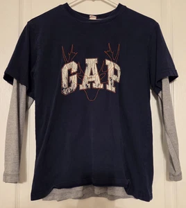 Boys GAP Navy & Gray Heavy Weight Reversible T-shirt - Picture 1 of 6