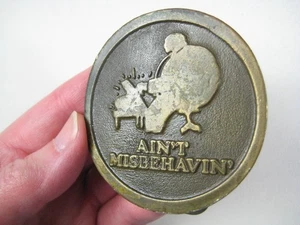 Vintage Brass Aint Misbehavin Belt Buckle 1978 Piano Music Musicals - Picture 1 of 5