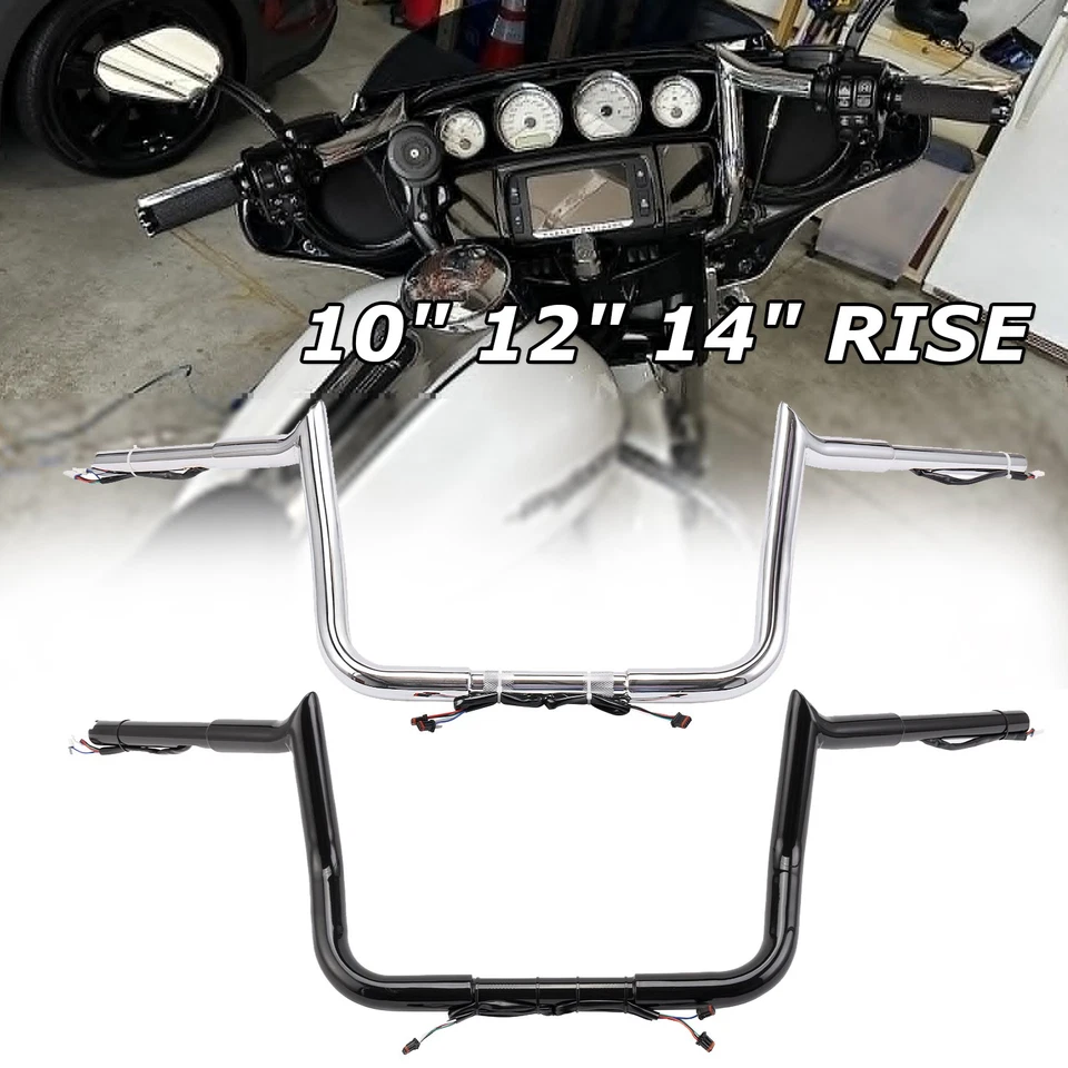 Manillar de barra Meathook precableado de 10"12"14" para Harley Street Glide Special 2014+ Foto 1 de 4